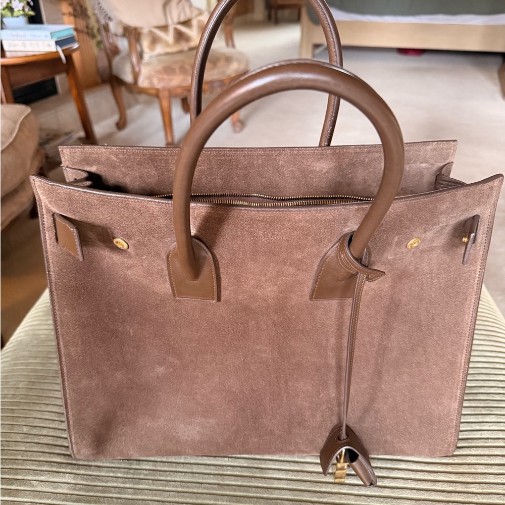 Saint Laurent Large Brown Suede Sac De Jour - Picture 2 of 16